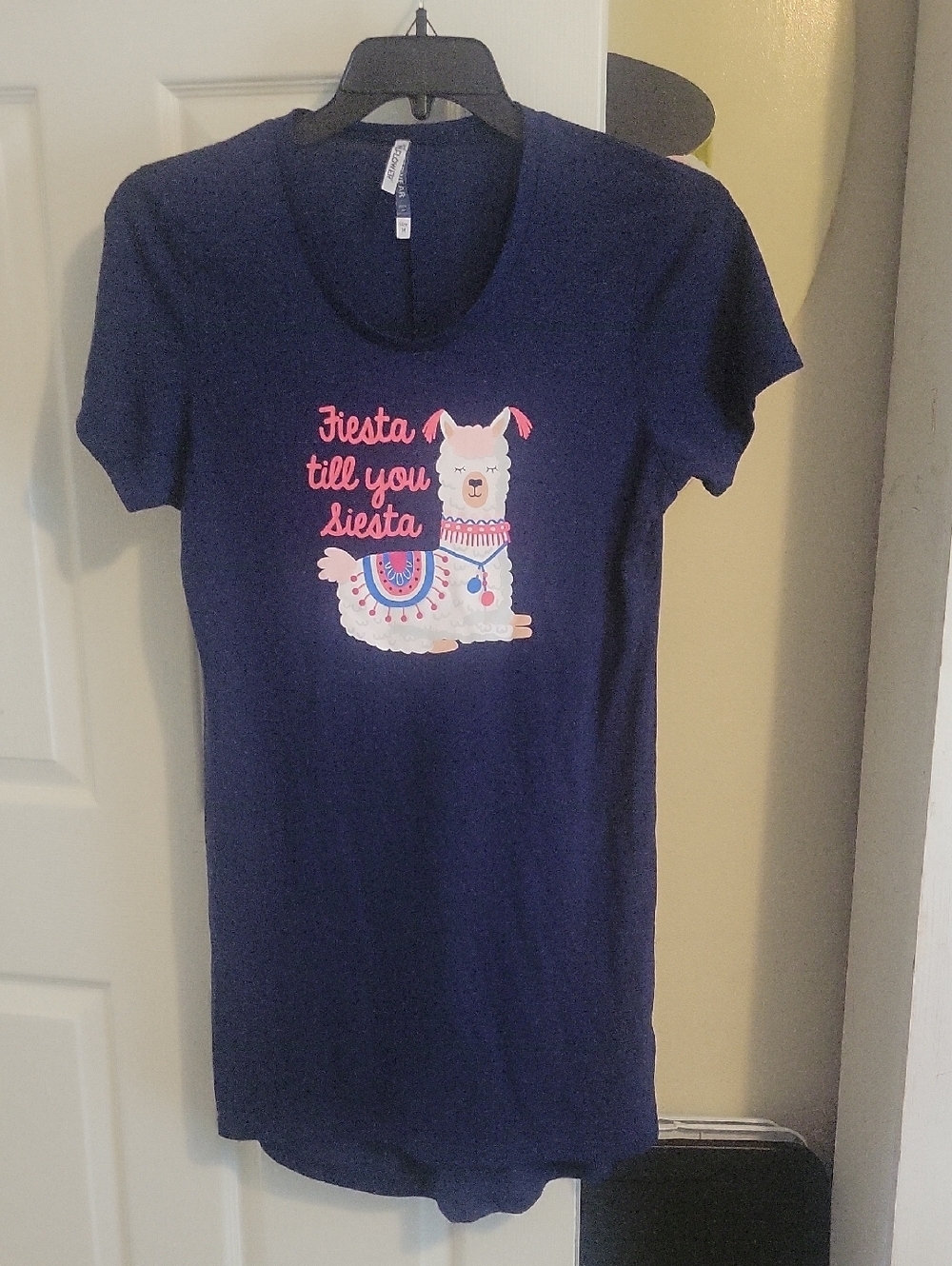 Wallflower SzMed Navy Sleep Dress "Fiesta till you siesta" with Llama Graphic